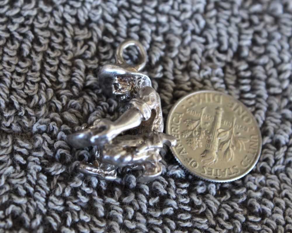 Gold Pan Prospector Figure Solid Sterling Silver pendant casting