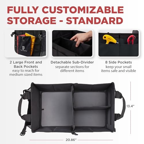 Car Organizers and Storage Premium Adjustable Multi Standard Black
