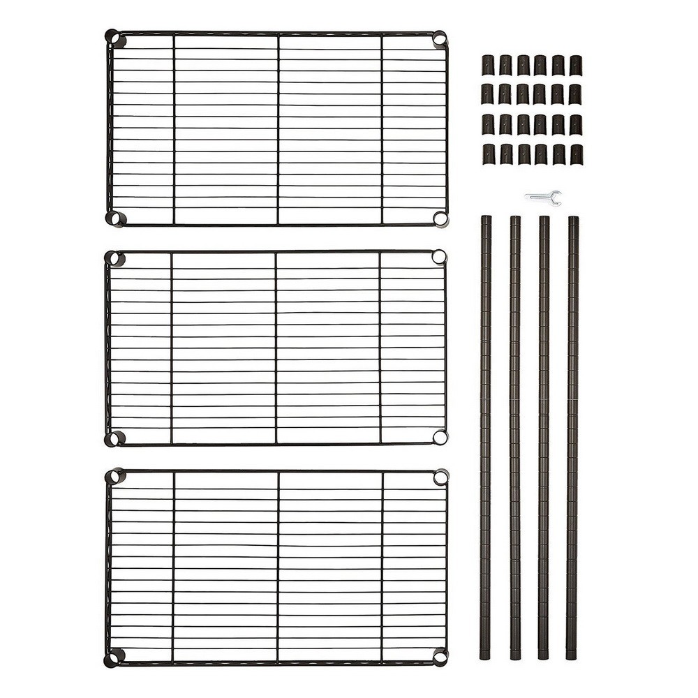 3-Layer Plastic Coated Iron Shelf 350*600*850 Black