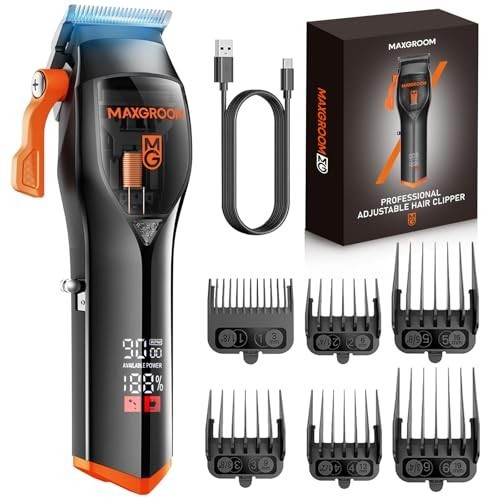 Professional Cordless Hair Clippers for Men, DLC Self-Sharped Blade, No Pulling