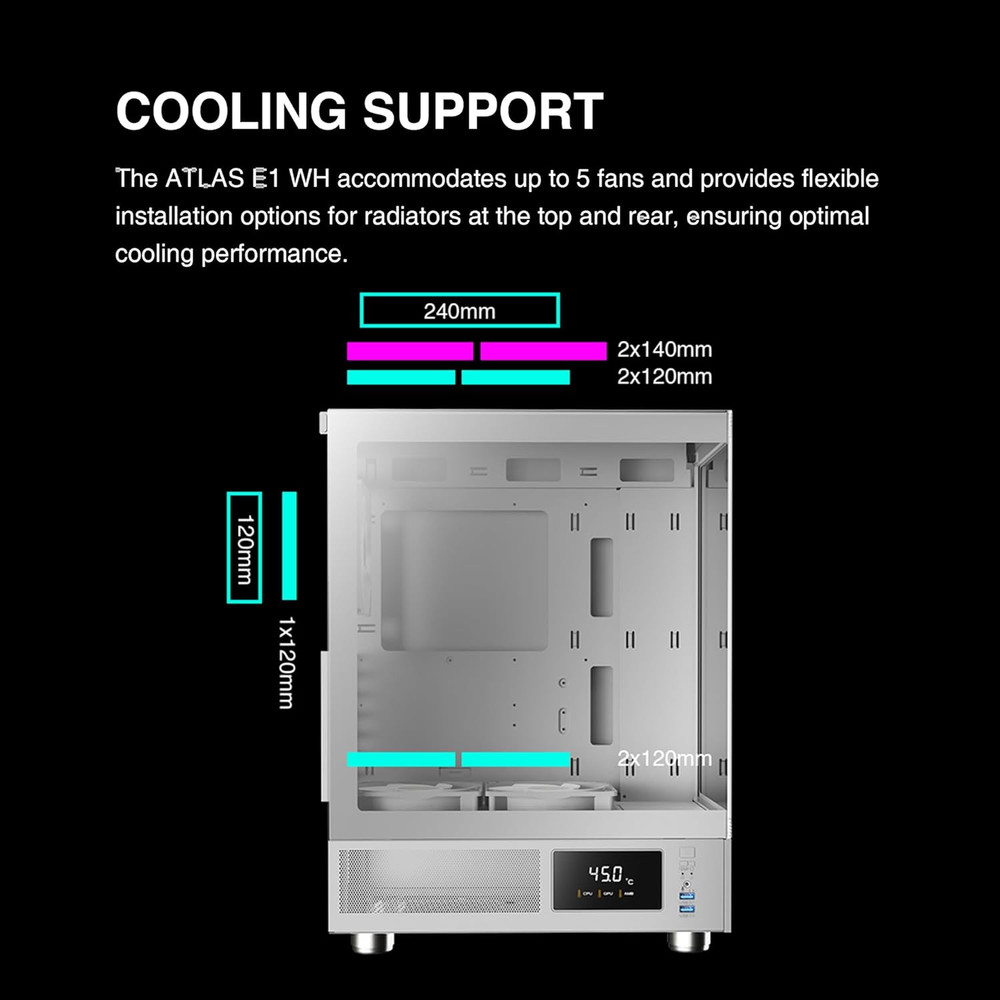 White ATX Mid Tower Computer Case with Tempered Glass, Gaming PC Case W/Temperat