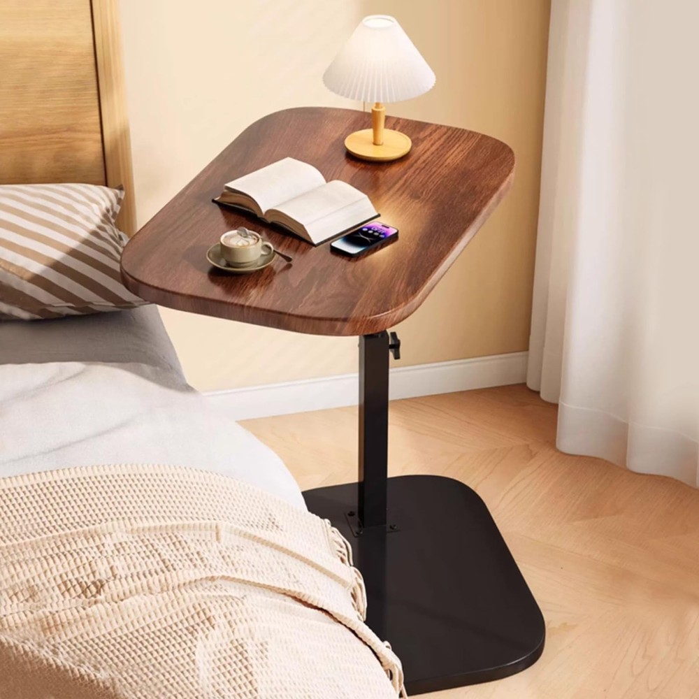 C Shaped End Table Adjustable Height, 360° Swivel C Side Tray, Small Bedsid