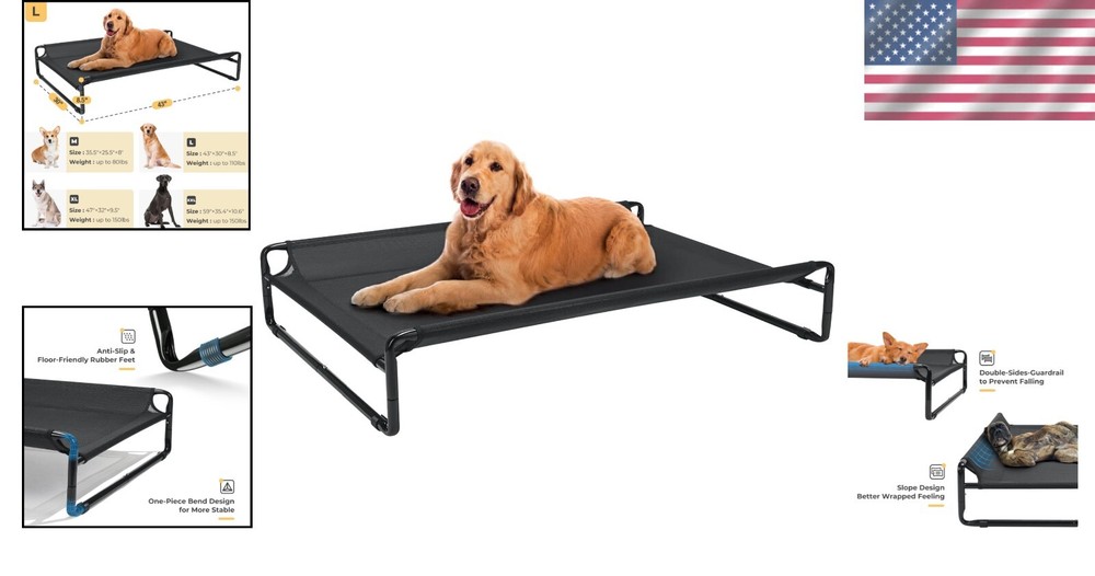 Durable Elevated Dog Bed for Large Breeds – Easy Assembly and Travel-Friendly