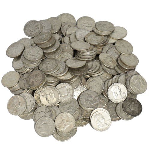 90% Silver Franklin Half Dollars ($100 FV, Circulated)