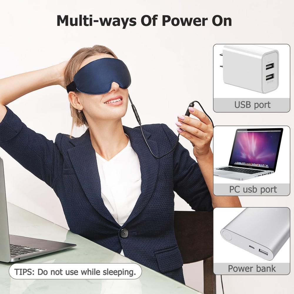 Heated Eye Mask, USB Heated Eye Mask with Temperature and Timer Control