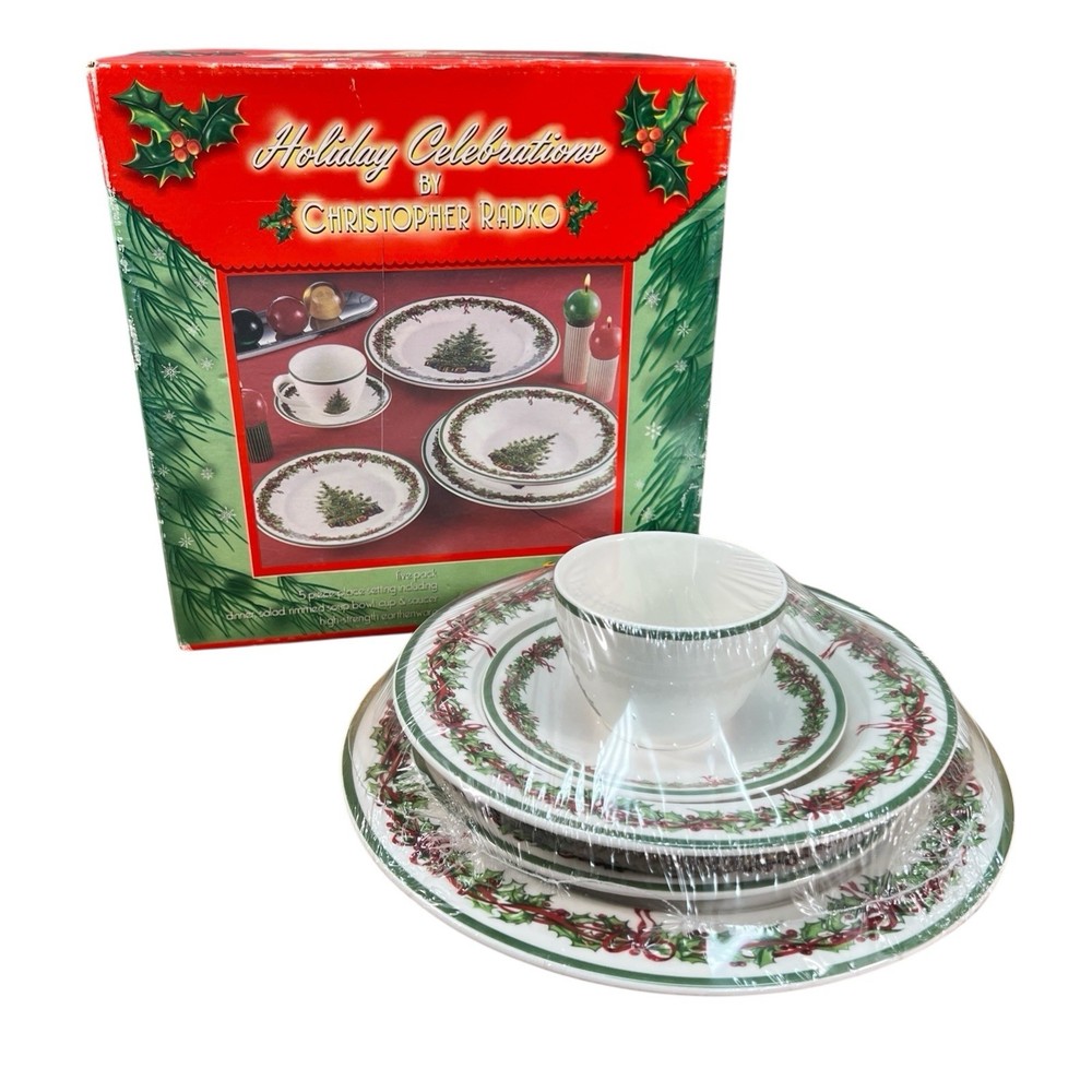 NIB Christopher Radko Holiday Celebrations 5-Piece Setting Dinnerware Christmas