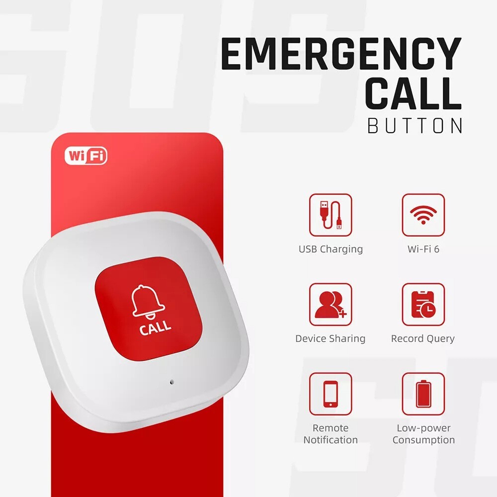For Elderly Home Tuya Smart WiFi SOS Button Wireless Emergency Call Button APP