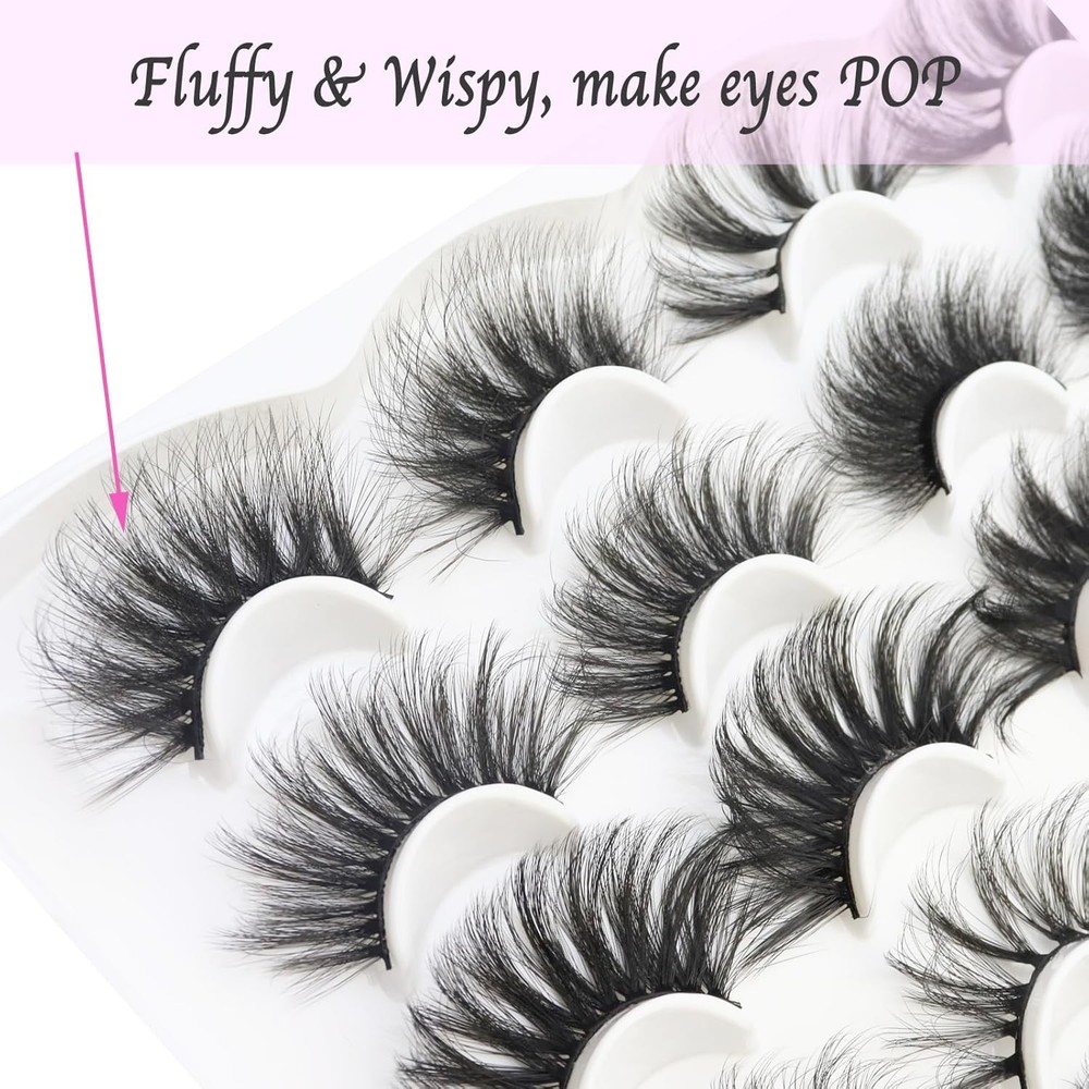 DAODER False Eyelashes 25MM Mink Lashes Dramatic Look Fluffy Long Fake Black