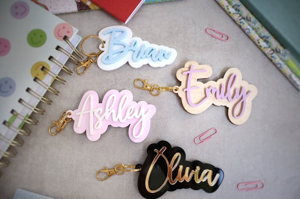 Acrylic Keychain Personalized, Custom Name Charm, School Tag, Backpack,