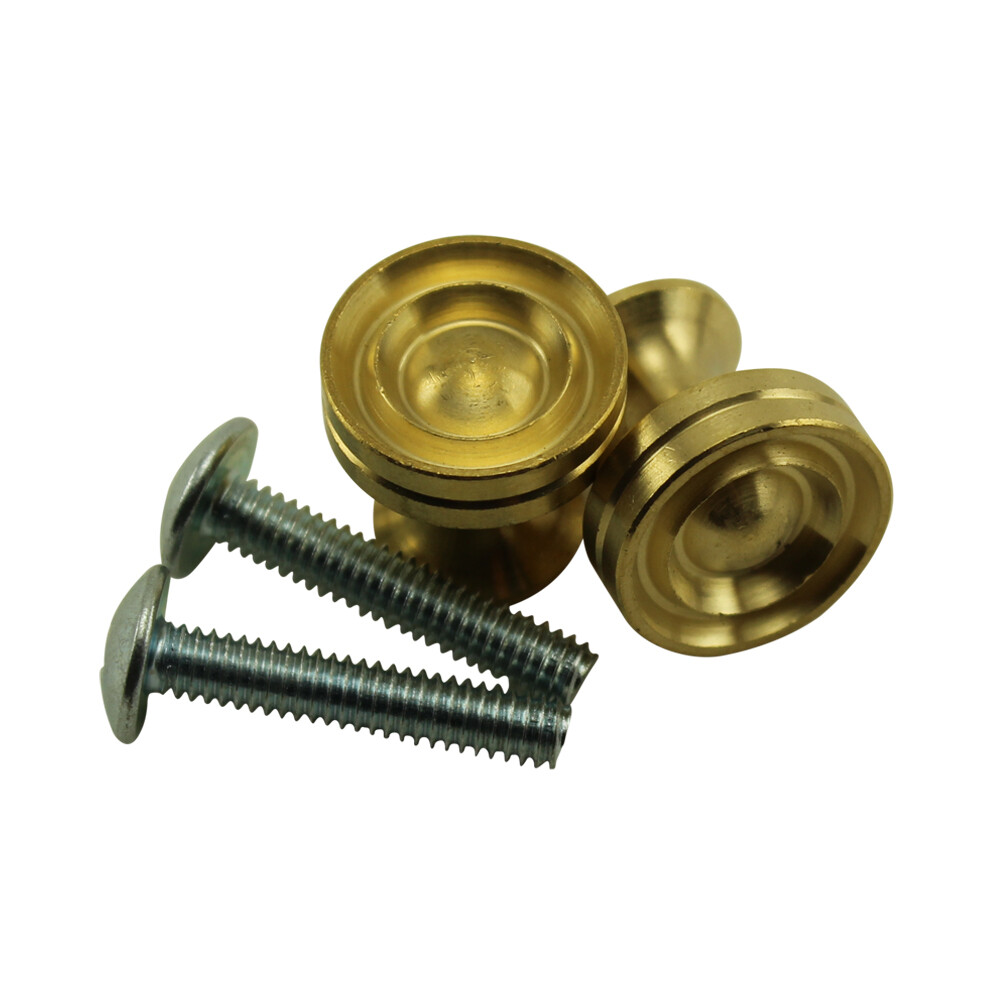 Solid Brass Satin Piano Desk Knobs With Machine Screws 5/8" Diameter - 1 Pair