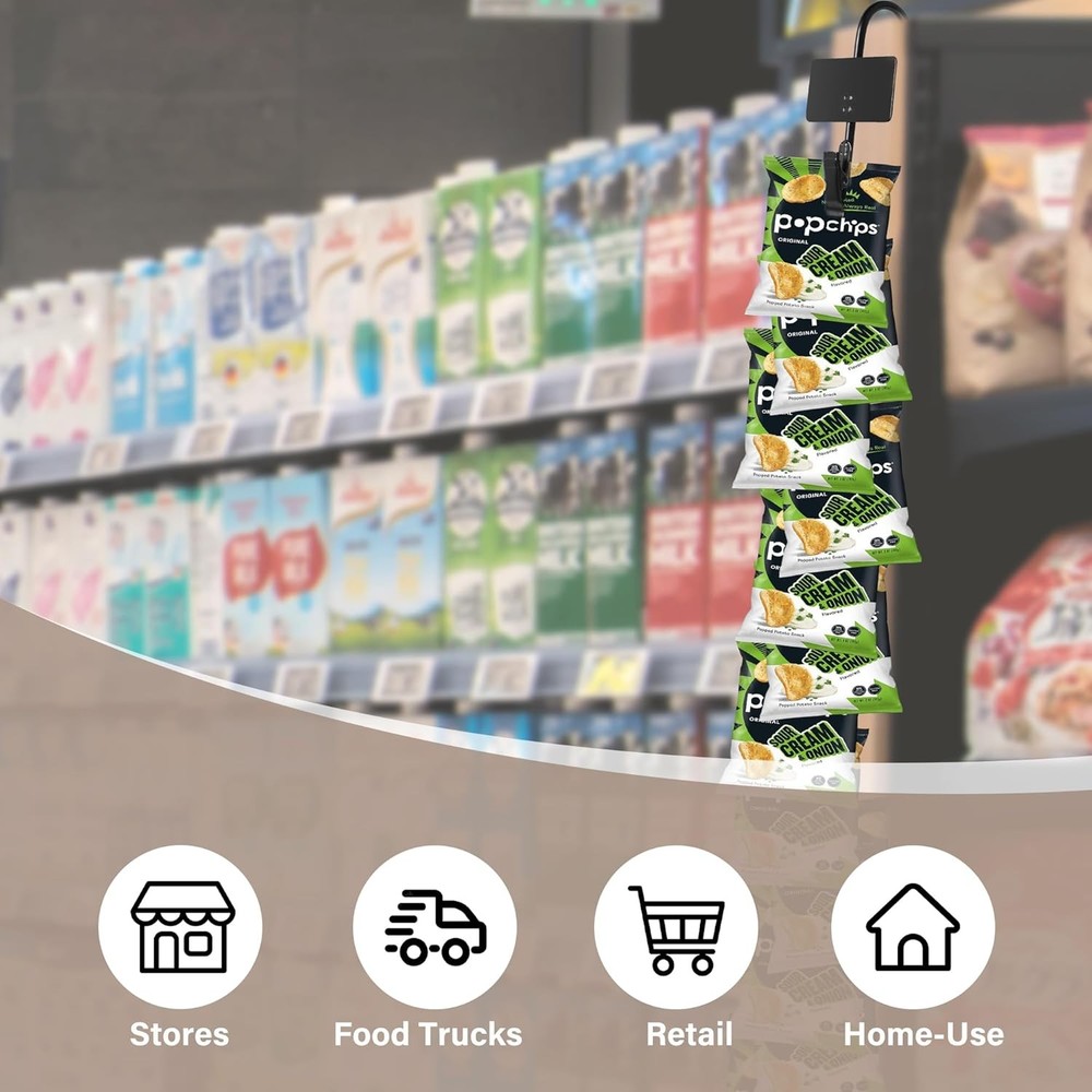 4 PACK Hanging Merchandise Strips With Hooks for Retail Display Snack Organizer