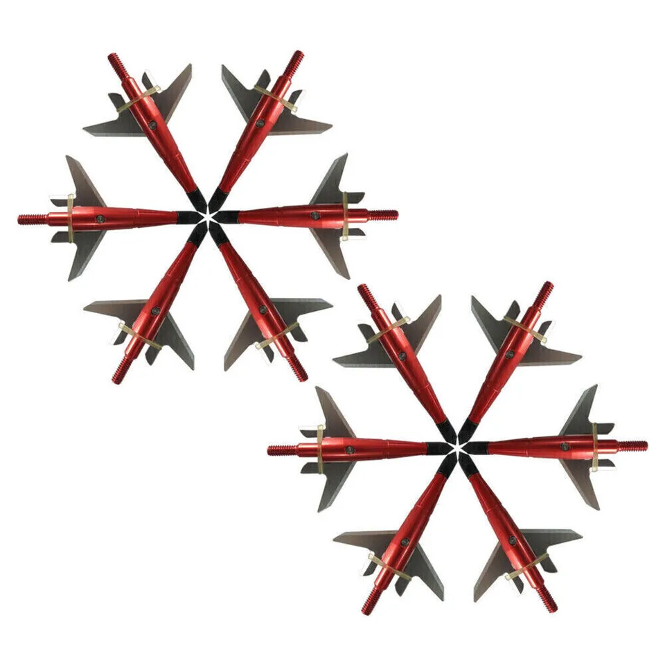12Pcs Red Broadheads 100 Grain 1.75" Cut Compound Bow Crossbow Tips