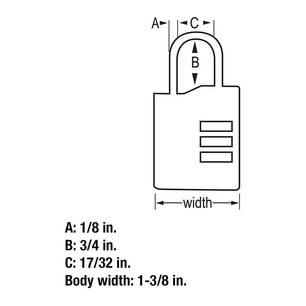 Master Lock Luggage Lock 1 3/8'' 3 Dial Combination 2Pk