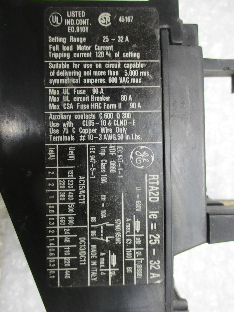 GENERAL ELECTRIC RTA2D RELAY NSNP