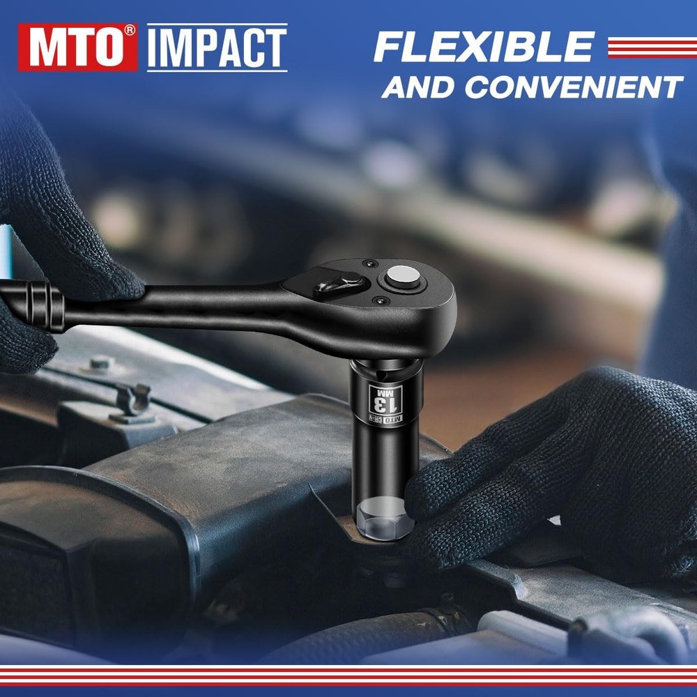 MTO 1/2" Drive 13mm Deep Impact Socket, 6-Point Metric Socket for