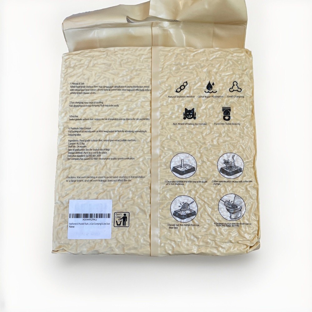 Vast forest Tofu Cat Litter Pellets | Flushable, Lightweight, No Tracking,