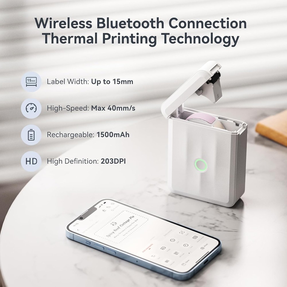 Upgraded D110 Thermal Label Maker - Compact Bluetooth Labels for Home & Office