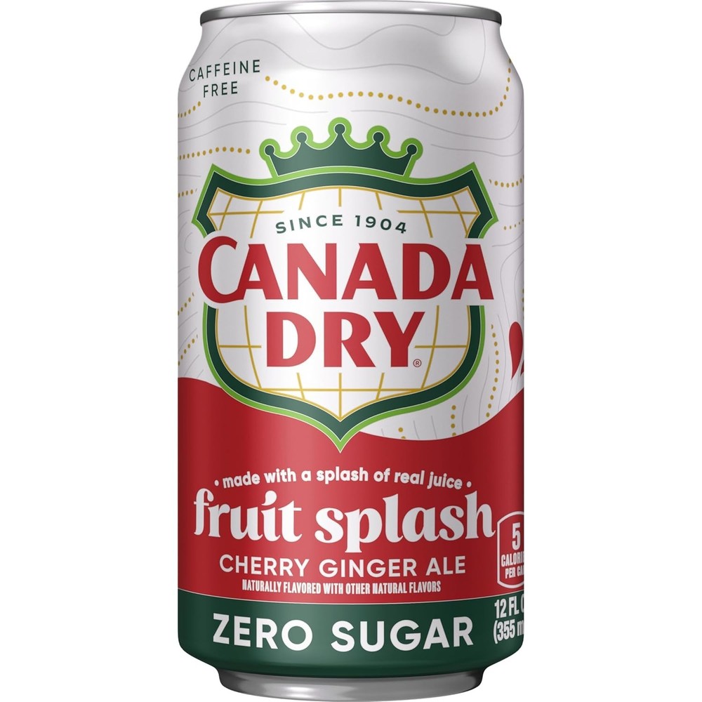 Zero Sugar Cherry Ginger Ale Fruit Splash Soda, 12 fl. oz. Cans, 12 Pack Pack...