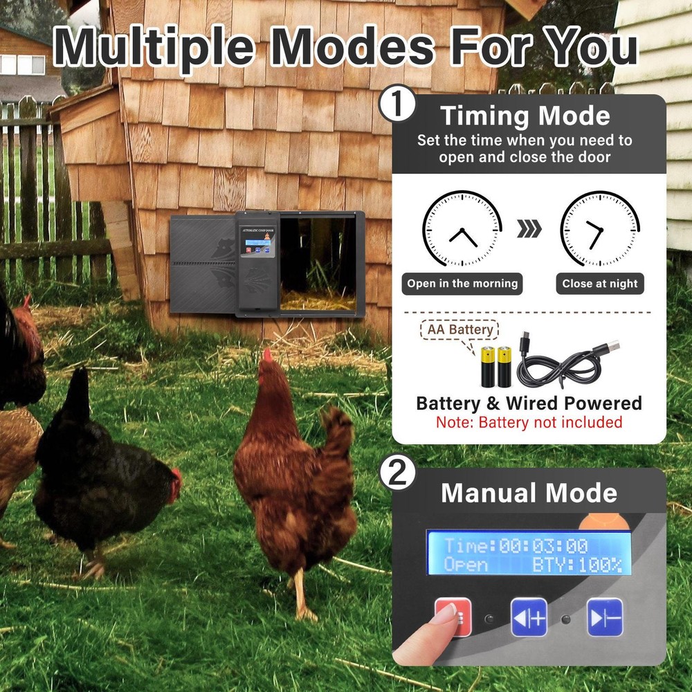 Automatic Chicken Coop Door Opener with Timer Remote Control