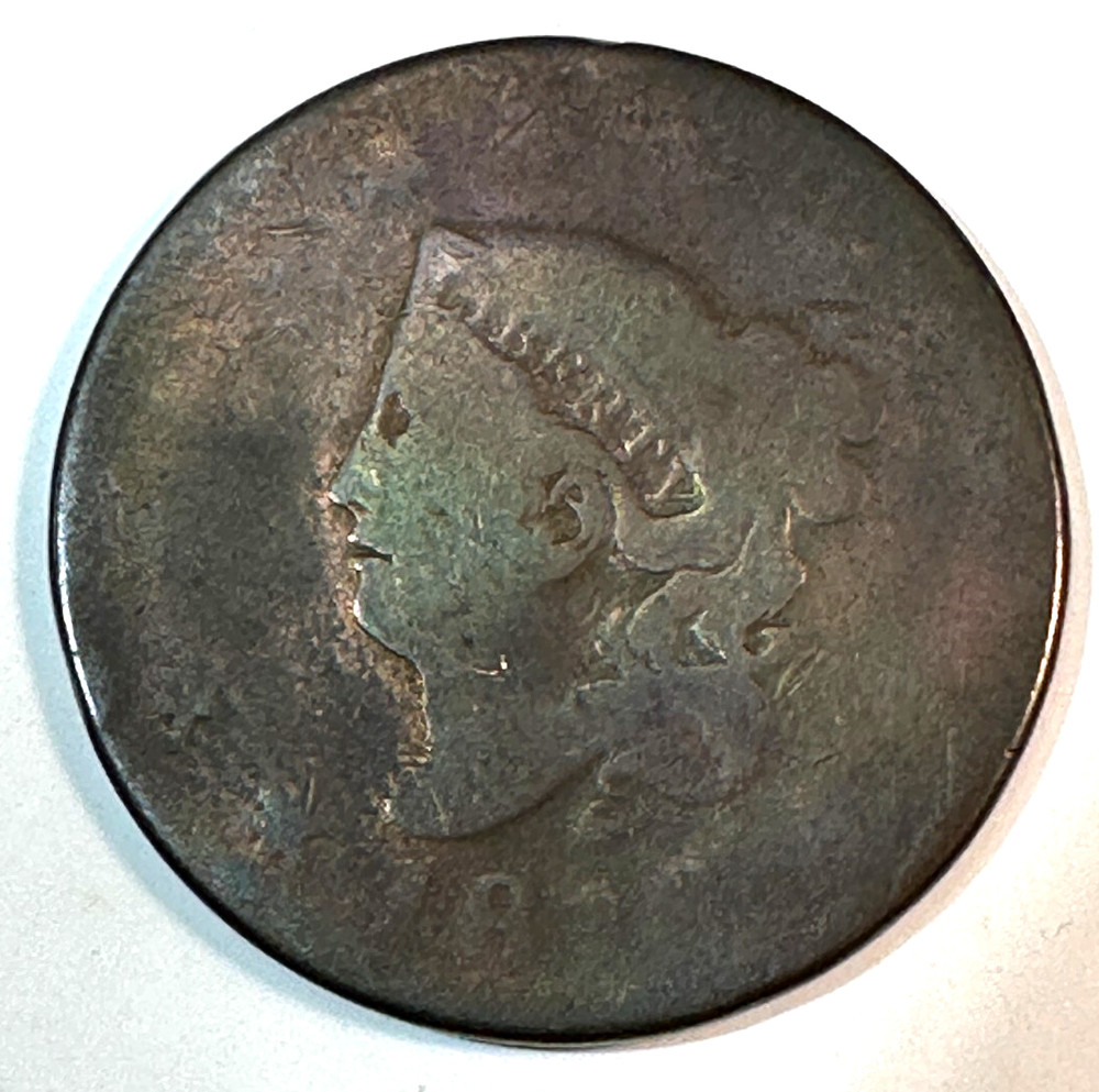 1816 Large Cent Original Good Rainbow Toning! CHRC