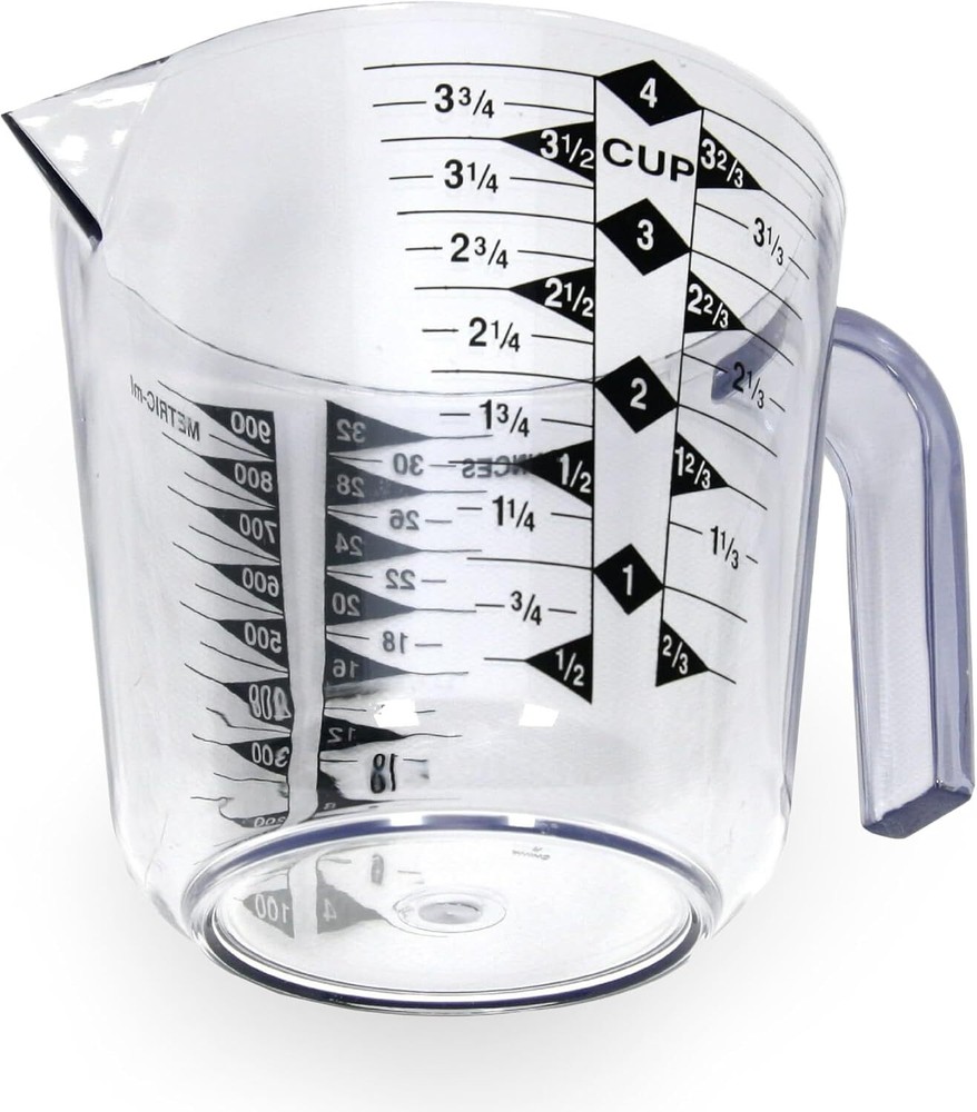 4 Cup Measuring Cup Clear Plastic Easy Read Durable Kitchen Use