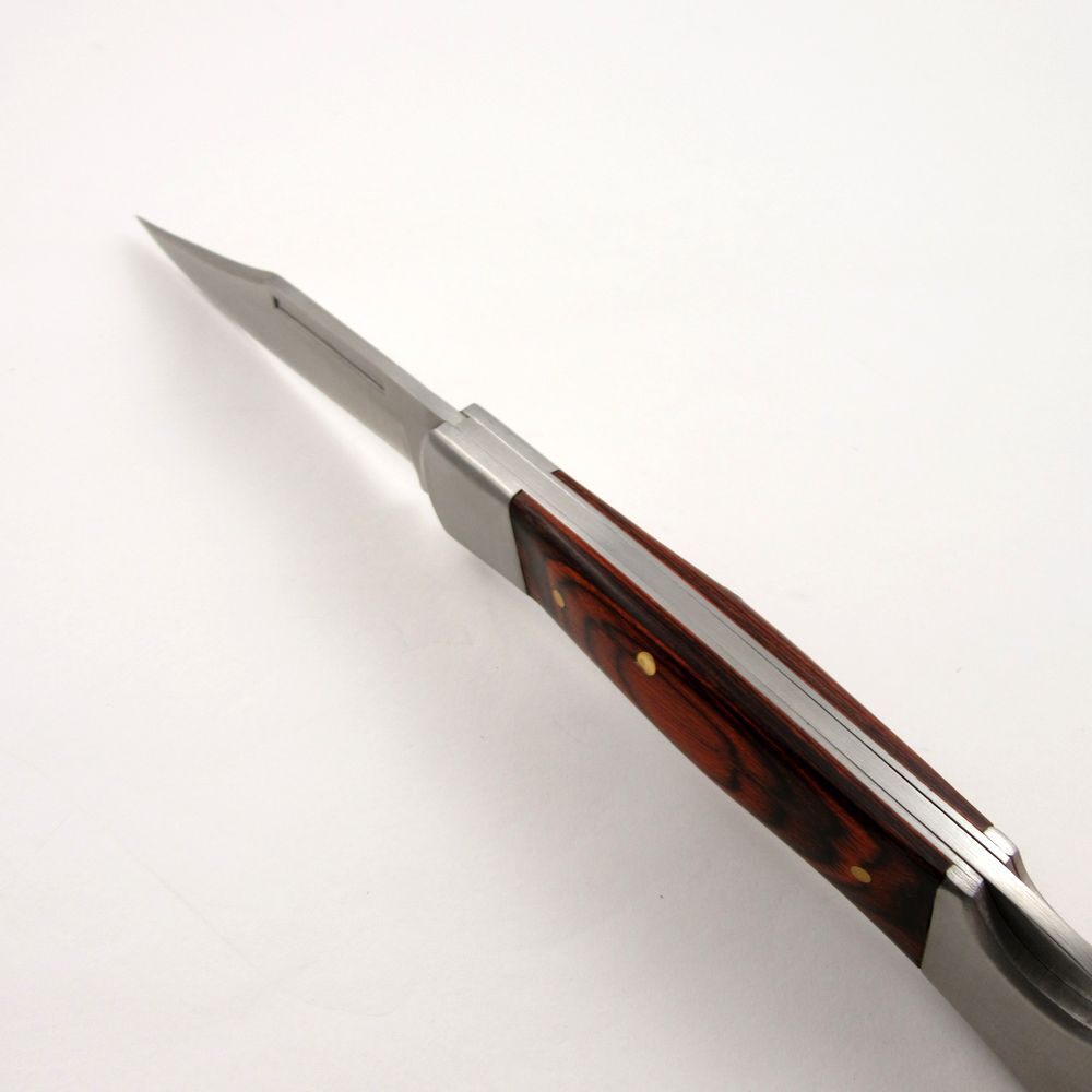 FOLDING POCKET KNIFE |Rite Edge Silver Blade Rosewood Handle Lockback Hunter EDC