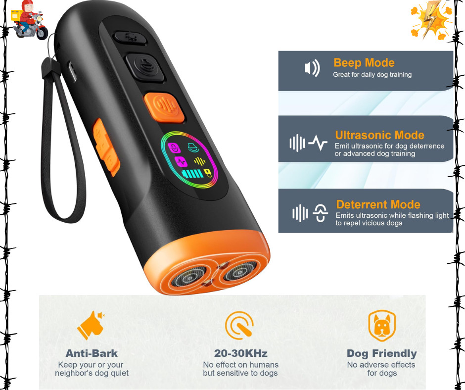Dog Bark Deterrent Device, Ultrasonic Barking Silencer, 50Ft Range, 3 Modes