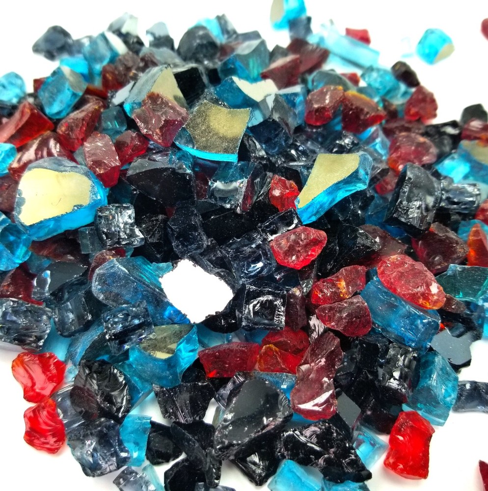 Black Red Blue Blend Reflective Fireglass - Fireplace & Fire Pit Glass Crystals