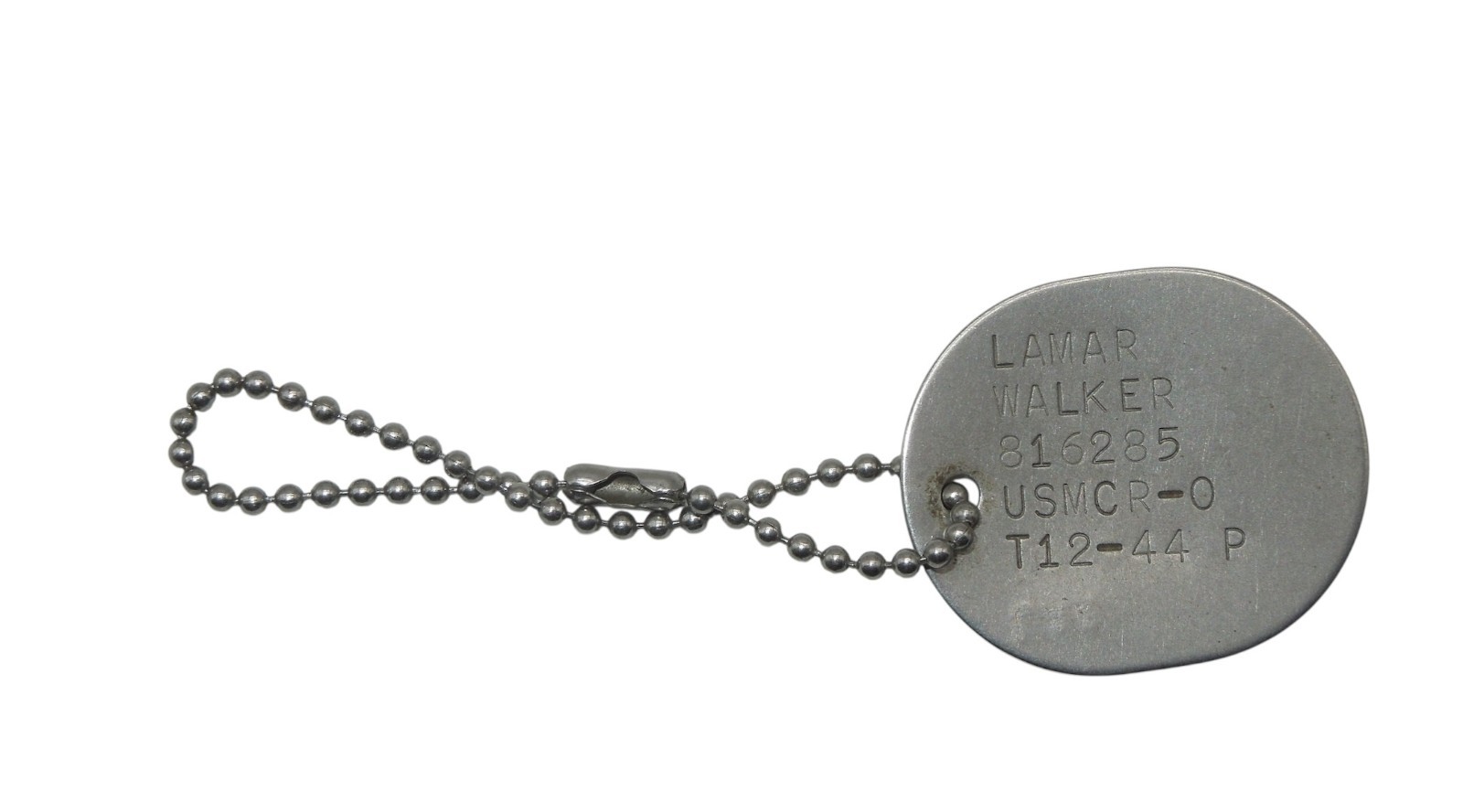 Orig WWII USMC Walker Marine Depot 1 MAC FMF PAC Dog Tag 1944 DTB2