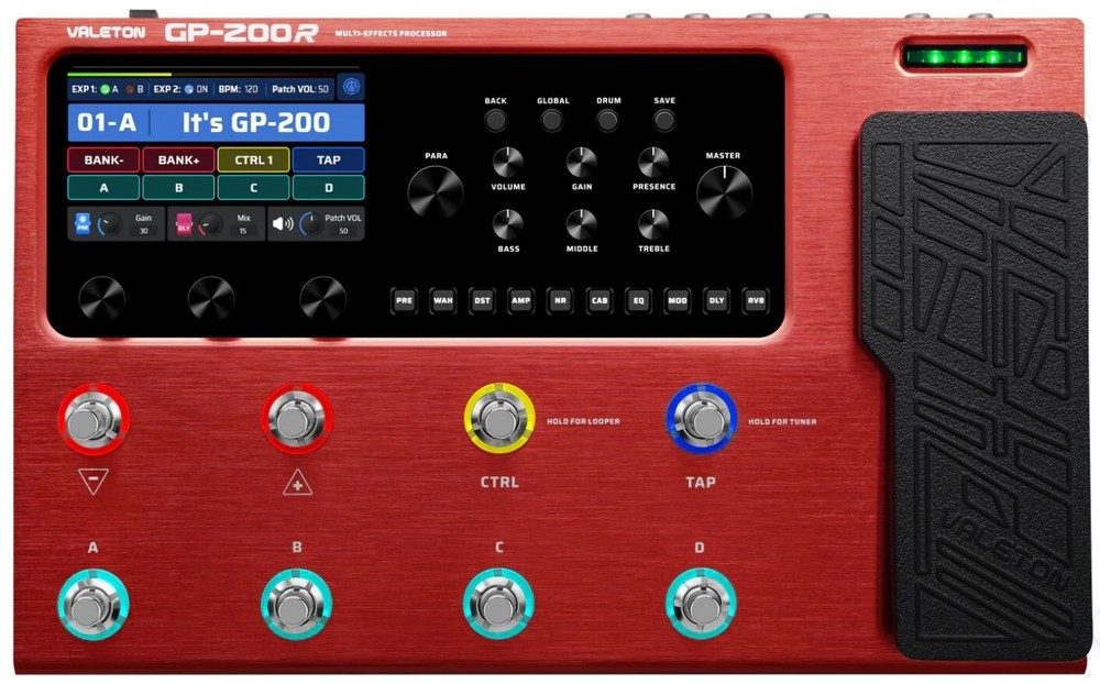 Valeton GP-200R GP-200R Multi-Effects Processor, Red