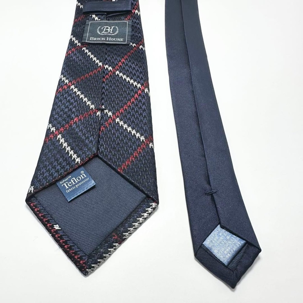 Good BRICK HOUSE tie Houndstooth Pattern Navy Stylish
