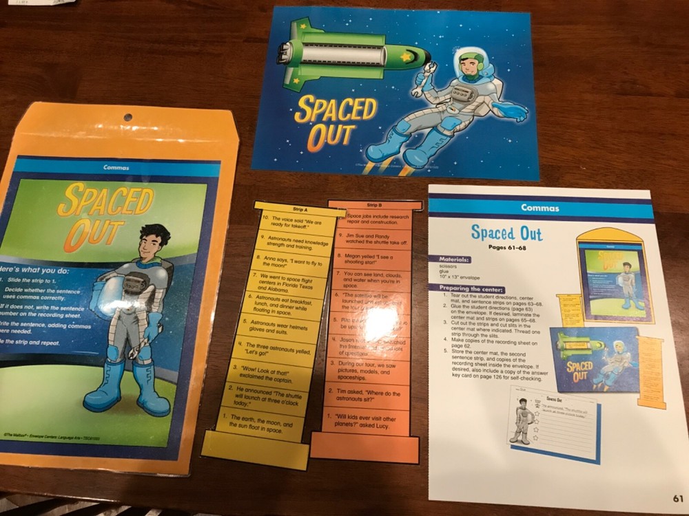 Spaced Out! Commas Grades 4-5 Language Arts file folder game teacher