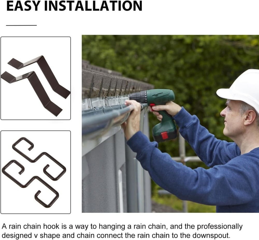 Rain Chain Hook Adapter 2-Pack Metal V-Shaped Rain Chain Hangers Gutter