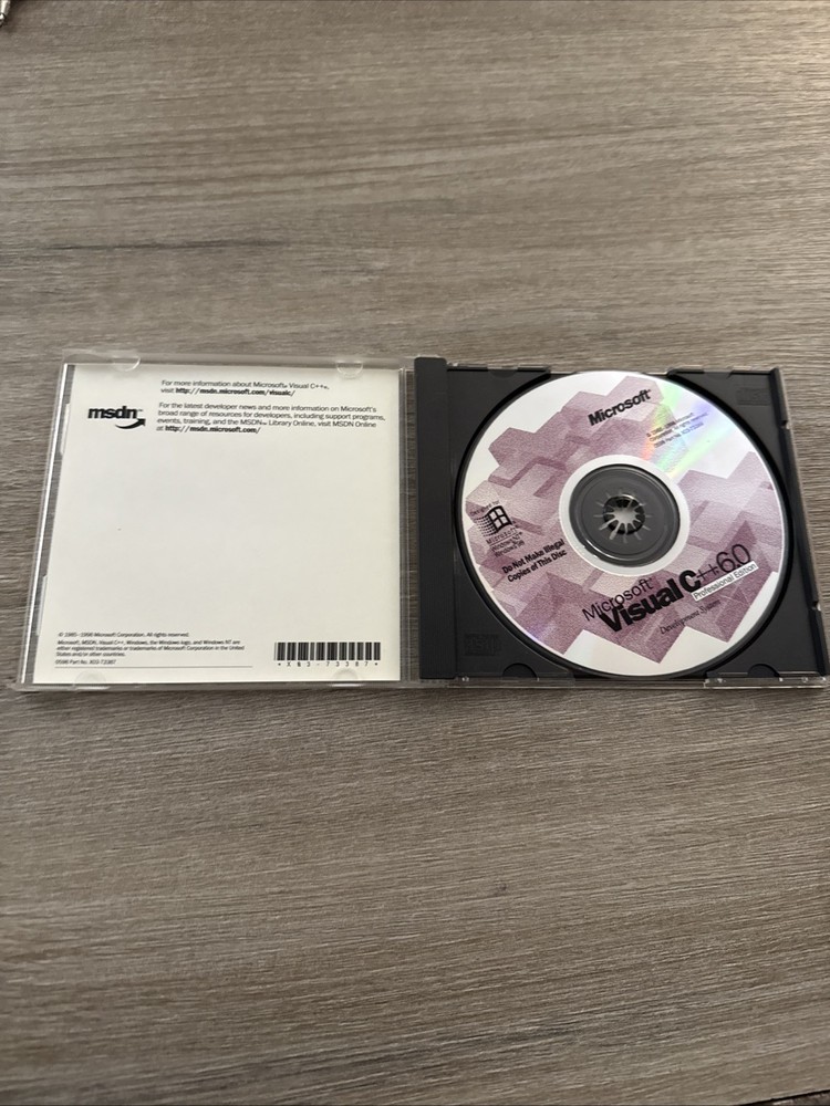 Microsoft Visual C ++ 6.0 Professional Edition - for Windows 98 or NT Has Key