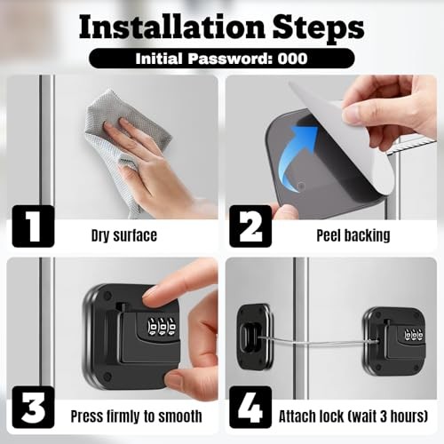 Fridge Lock with Combination - Refrigerator Lock Heavy Duty Adhesive for