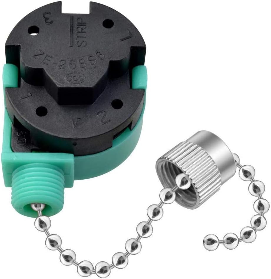 3 Pack Ceiling Fan Switch 3 Speed 4 Wire Zing Ear ZE-268S6 Pull Silver