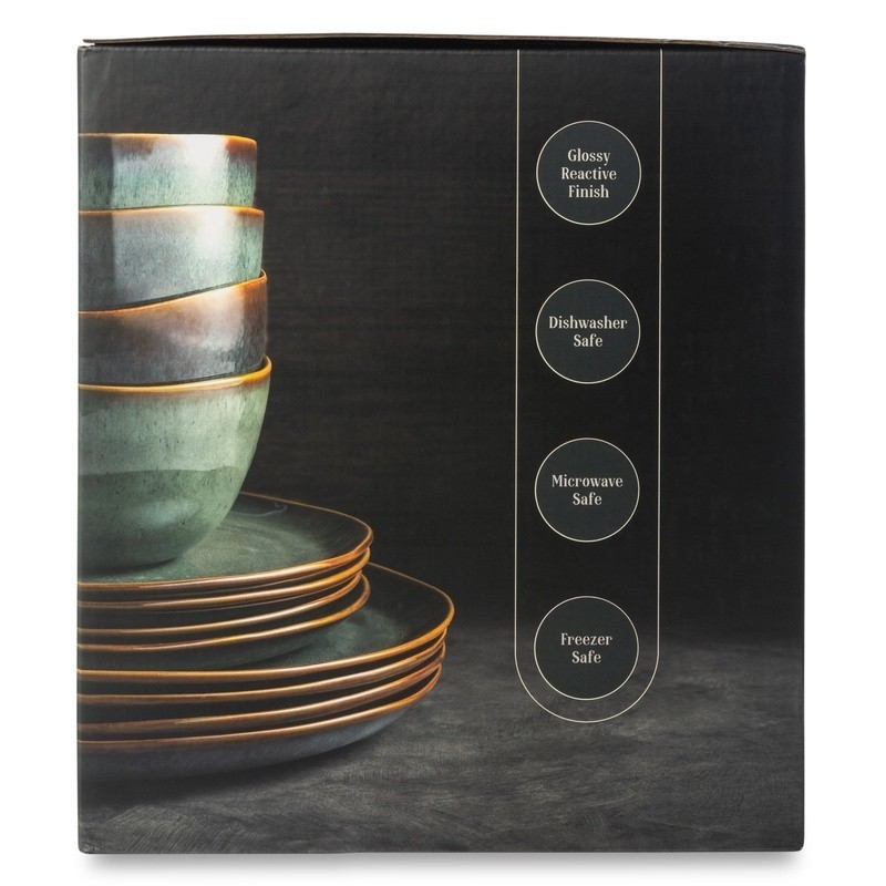 Rustic Ceramic Dinnerware Set 12 Piece Service 4 Dishwasher Microwave Safe New