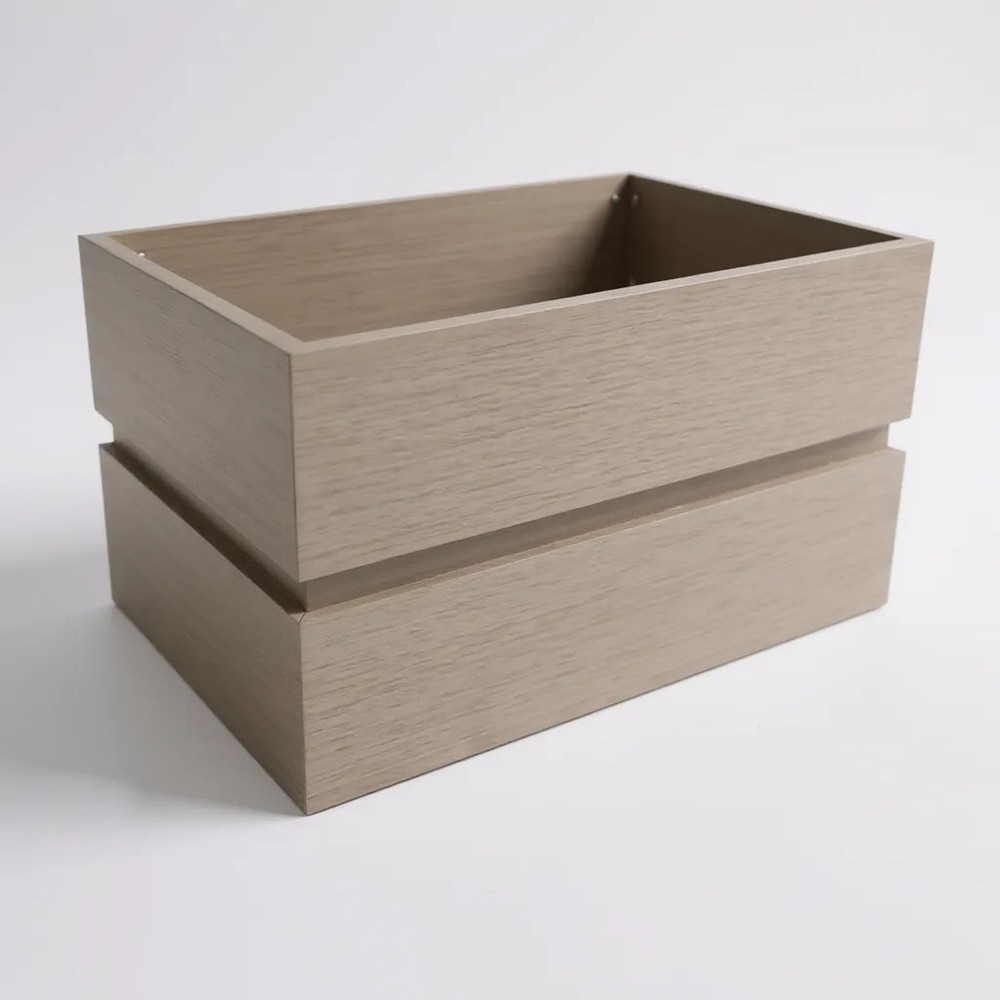 Rectangular Grey Brown Terrace Balcony Planter, Aluminum w/ Drainage