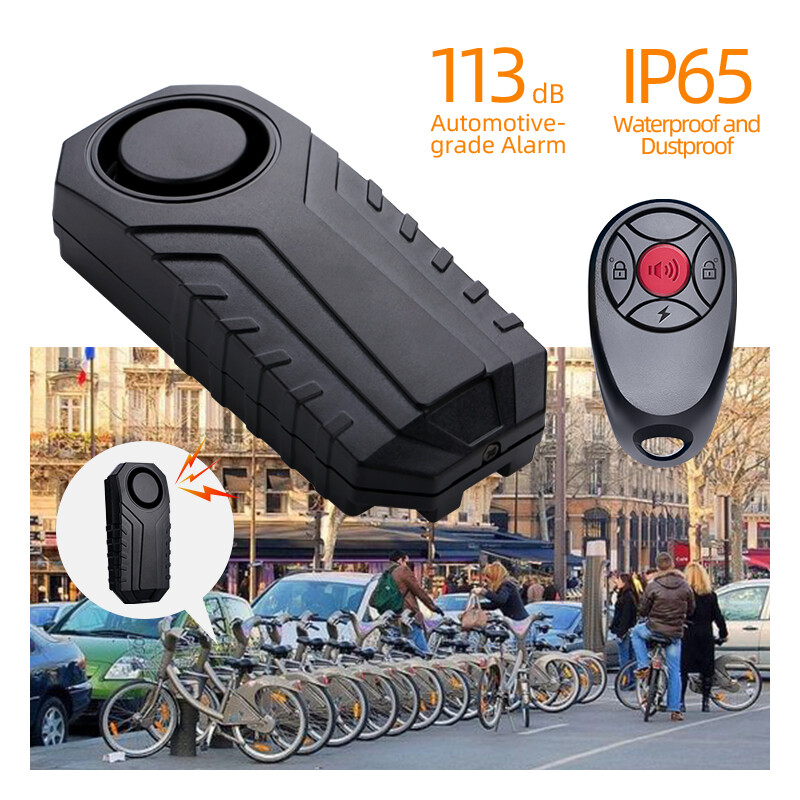 Bike Alarm, Remote Control, 113 dB, Loud, Adjustable Sensitivity, for Rolling