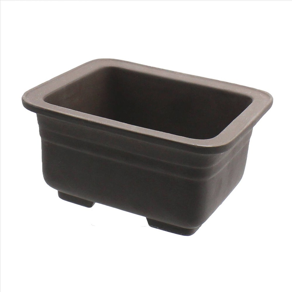 Japanese Bonsai Pot 18cm Rectangular Deep Unglazed Brown Seto Ware
