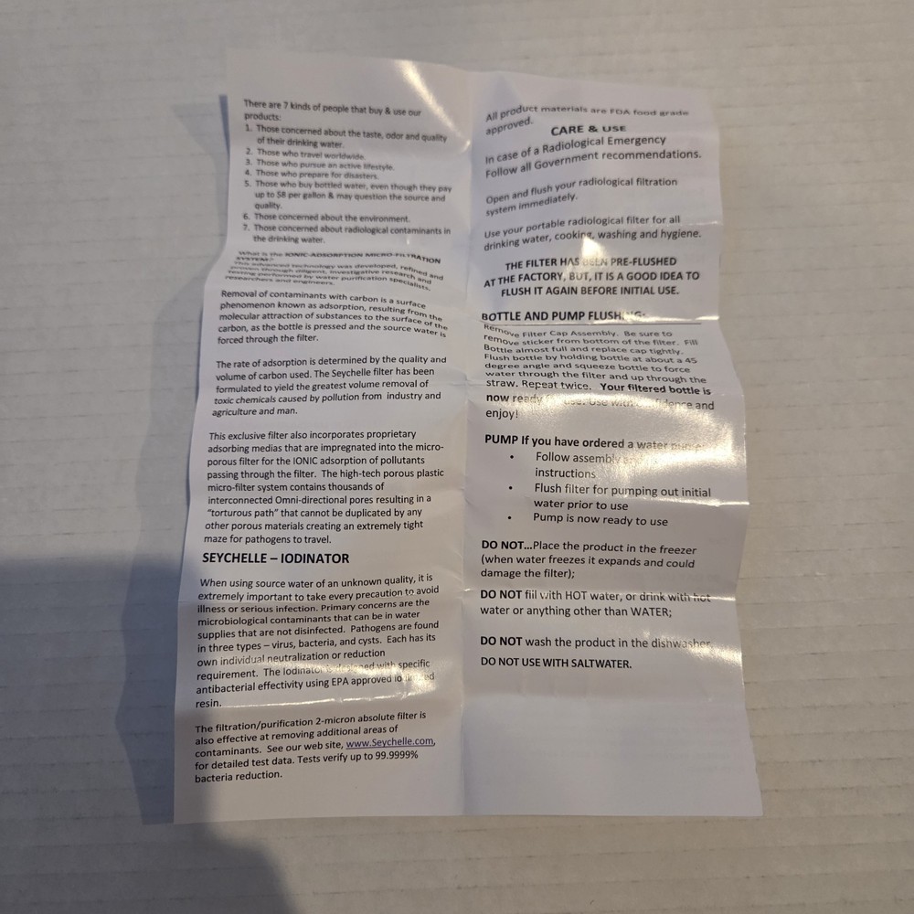 New SEYCHELLE IONIC ADSORPTION MICRON REPLACEMENT FILTER Water