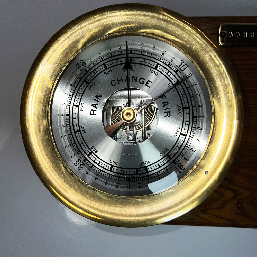 Bell Clock Co Solid Brass Ship Clock & Barometer Weather Station Tested