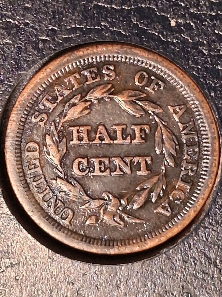 1854 BRAIDED HALF CENT. XF CONDITION. ORIGINAL. NICE