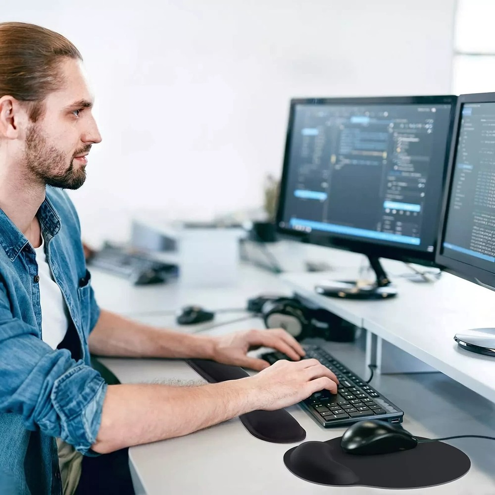 Ergonomic Mouse Pad with Wrist Rest Comfortable Keyboard Wrist Rest Memory Foa