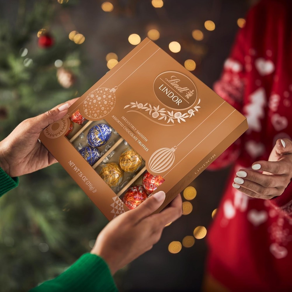 LINDOR Assorted Chocolate Candy Truffles Modern Gift Box, Assorted Chocolate ...