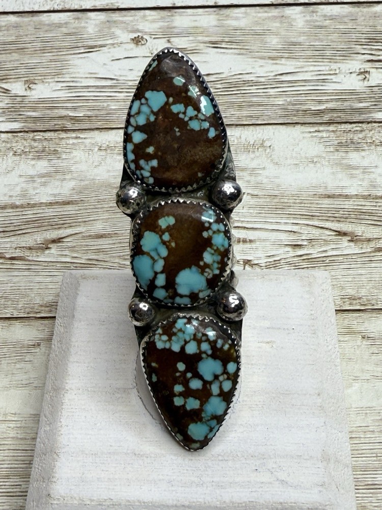 #8 TURQUOISE ~ STERLING SILVER ~ RING (SIZE: 8)