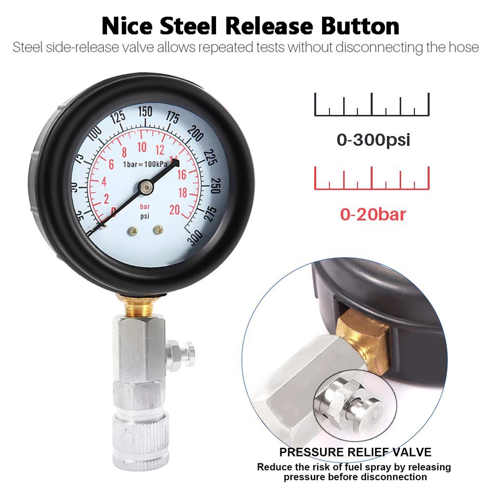 Gasoline Engine Compression Meter Adapter Pressure Gauge Auto Cylinder TesterKit
