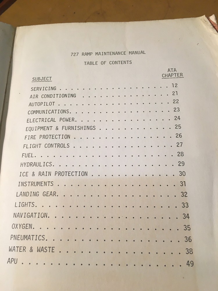 Boeing 727 Ramp Maintenance Manual