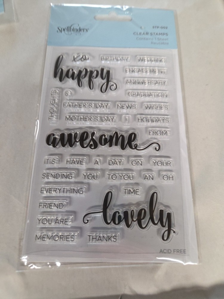 Spellbinders Stamps Happy Awesome Words