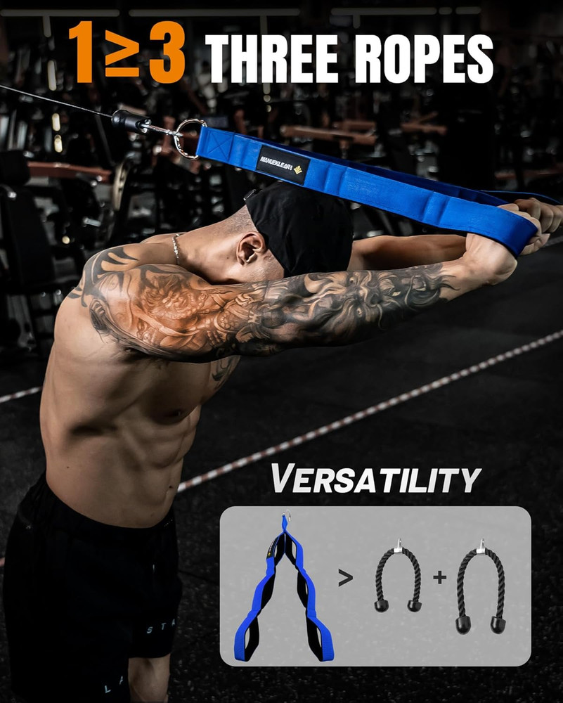 Tricep Rope Cable Attachment Handles Gym Pull Down Pushdown Face Pulls